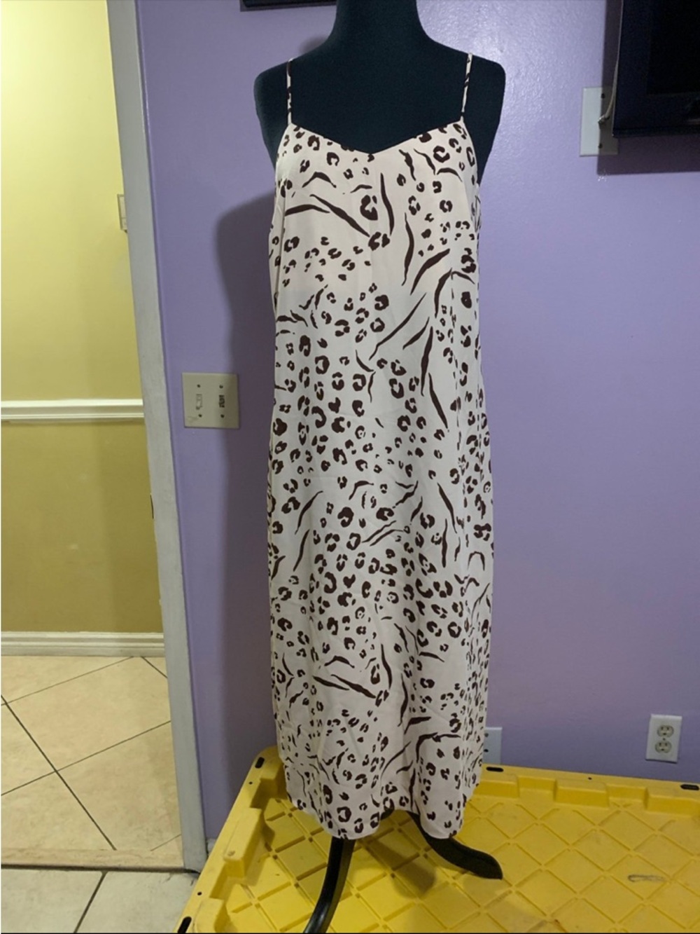 Nine West Cream and Brown Animal Print Maxi Dress